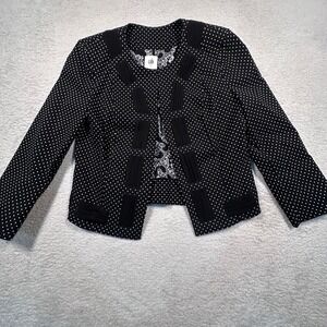 Cabi Polka Dot Blazer Women's 2 Jacket Polka Dot Career Office Party Black White